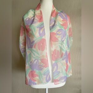 Floral chiffon oblong scarf